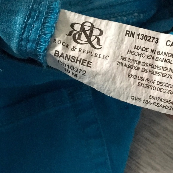 Rock & Republic pants women's size 3 electric blue Banshee lightweight - Picture 14 of 16